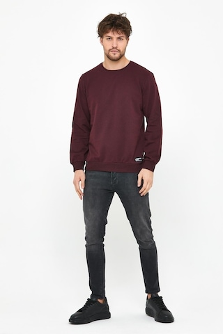 MMetalic Basic Bisiklet Yaka Erkek Sweatshirt Bordo