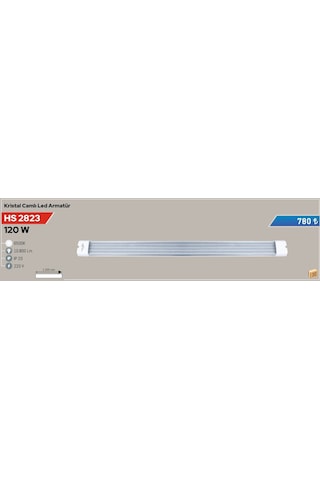 120w Kristal Camlı Led Armatür, Beyaz Işık, 120cm Hs 2823 Beyaz