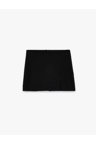Koton Krep Scuba Kumaş Yırtmaçlı Mini Şort Etek Siyah 6sak10093ek