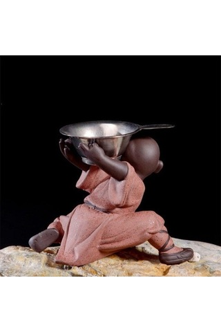 Novahub Küçük Keşiş Heykeli Seramik Buda Heykelcik, Ofis Çay Pet Mor Kil Heykel, Ev Çayevi Dekorasyon, El Sanatları Hediye B