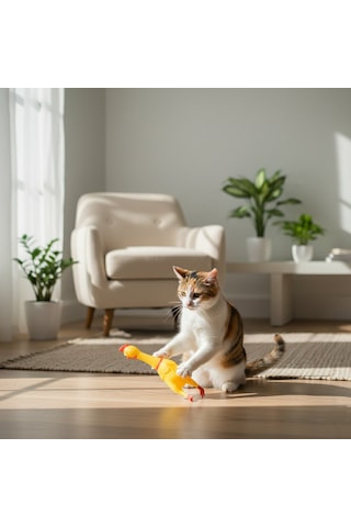 Runaway Ses Çıkaran Tavuk Kedi Köpek Oyuncağı 30 Cm