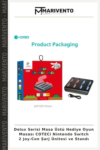 Delux Serisi Masa Üstü Hediye Oyun Masası Coteci Nintendo Switch 2 Joy-con Şarj Ünitesi Ve Standı