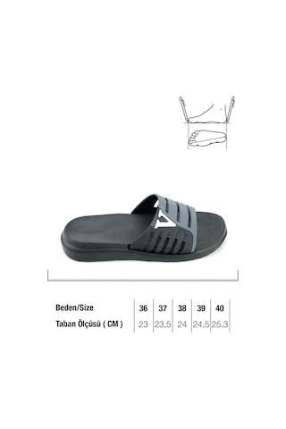 Gezer Erkek Yazlık Eva Islak Zemine Uygun Günlük Ev Bahçe Havuz Banyo Terlik Siyah-gri Siyah - Gri
