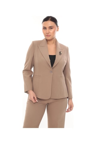 Prenses Kadın Şık Blazer Ceket Pantolon Takım Zarif Günlük Ofis Model Bej
