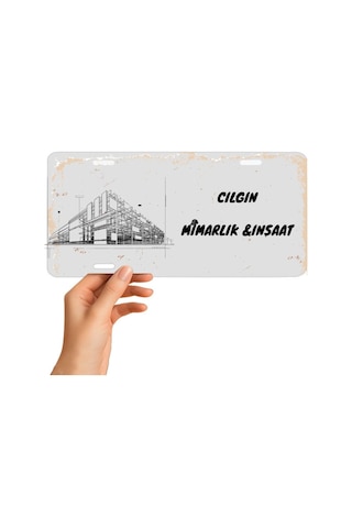 Mimara Mühendise Özel Metal Ofis Tabelası - İnşaat Mühendisi Dekoratif Duvar Levhası 14.5 X 29.5 Cm