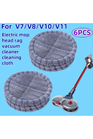 Boatshop1 6 Adet V6 V7 V8 V10 V11 V12 V15 Uyumlu Mikrofiber Mop Pedleri Islak Kuru Elektrikli Mop Başlığı Kolay Kurulum Zemin Temizleme Kumaşı