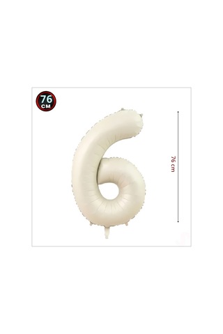6 Yaş Rakam Krem Folyo Balon   76 CM