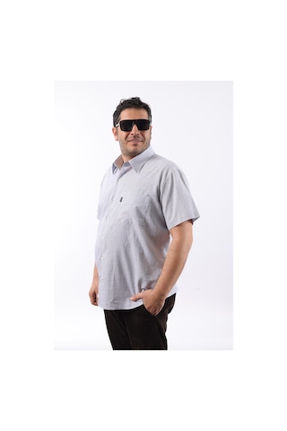 Tousus Kısa Kol Lacivert-beyaz Pamuk Erkek Gömlek Kk-8051-tss