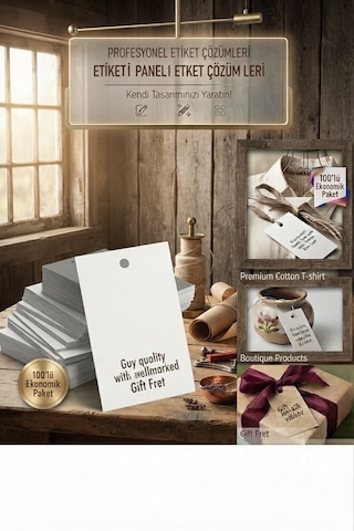 Premium Beyaz İpli Fiyat Etiketi 100'lü Marka, Ürün Ve Hediye Etiketi