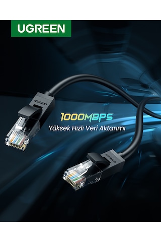 Ugreen Cat6 Ethernet Kablosu, 5 Metre, Siyah, 20162