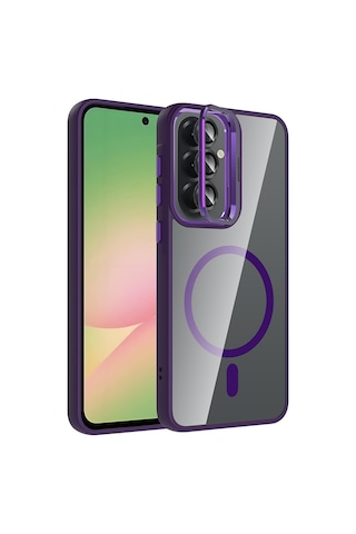 Gpack Samsung Galaxy Uyumlu A57 Kılıf Etro Standlı Araç Tutucu Özellikli Kamera Lens Koruyucu  Mor