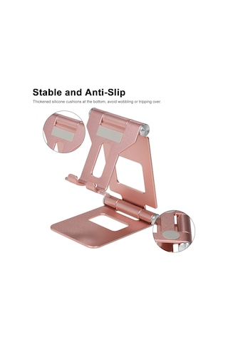 Xiyyadms Alüminyum Z10a Çift Katlanabilir Telefon/tablet Standı - 270 Döner, Taşınabilir, Sabit Triangular Yapı, Şarj Uyumlu, Mavi/ Siyah/ Gül Altını Gül Altın