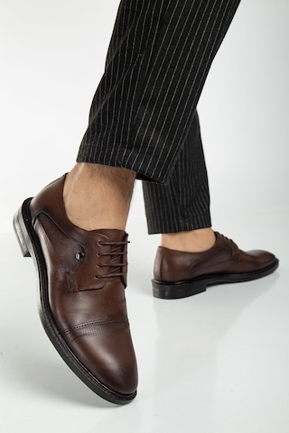 D02018 Günlük Ortopedik Erkek Hakiki Deri Klasik Ayakkabı Kahverengi