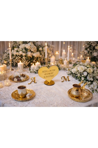Damat Kahvesi İçin Şık Kalp Sunumluk Kişiye Özel No20005