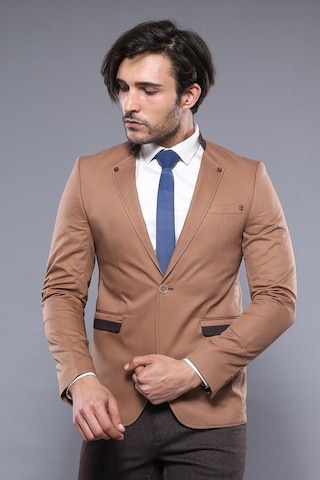 Wessi Tek Düğme Hakim Yaka Bej Erkek Ceket Bej