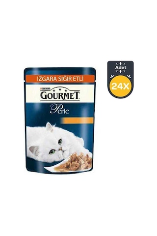Purina Gourmet Perle Izgara Sığır Etli Pouch Yetişkin Kedi Yaş Maması 24 x 85 G
