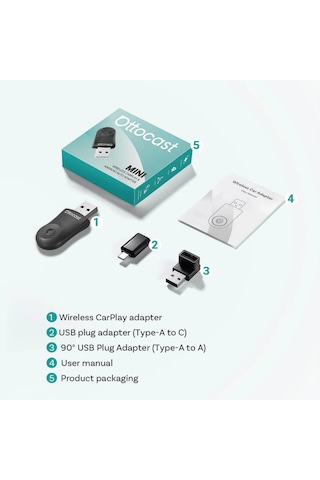 Ottocast Mini 2in1 Kablosuz Carplay Ve Android Auto Adaptörü