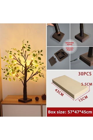 Folinda 60cm 24led Kahverengi Ağaç Işığı, Soğuk Beyaz, Zamanlayıcı Fonksiyonlu 6 Saat Açık/18 Saat Kapalı , Ev Dekorasyonu, Noel Partisi, Odalar İçin Led Aydınlatma Diğer