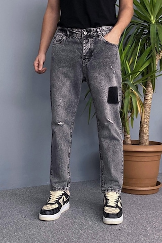 Yırtık Detaylı Antrasit Kot Pantolon Antrasit