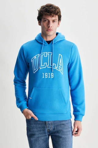 Ucla Jepsen Mavi Kapüşonlu Nakışlı Standard Fit Erkek Sweatshirt Mavi