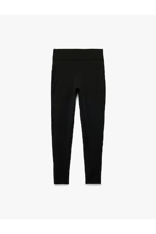 Koton Yüksek Bel Dikiş Detaylı Slim Fit İnterlok Spor Tayt Siyah 6wak40127nk SiYAH