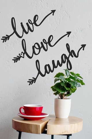 "live Love Laugh" Duvar Dekoru-süsü, Ahşap Dekoratif Tablo - 1