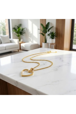 Tahtakale Toptancı Epoksi Kalp Model Metal Kolye Takı Ucu 5 Adet Gold Gold