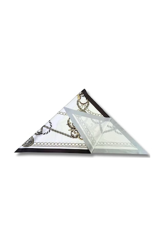 Tarzını Seç Zincir Desenli Kahverengi Üçgen Fular Bandana Estacraft - 100x45 Cm