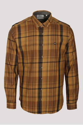 Erkek Gömlek Camel Uzun Kol Ekose Kareli Flanel Yün Tuşeli Slim Fit Düğmeli Yaka Shirt Ncs Jeans 7273-camel Camel