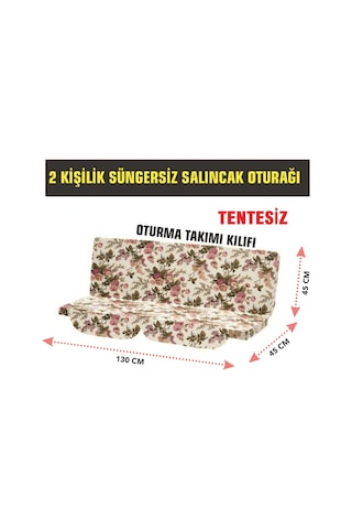 Viphomeconceptltd 2 Kişilik Salıncak Oturağı (Ingiliz Gülü)-(Süngersiz Tentesiz) Çok Renkli