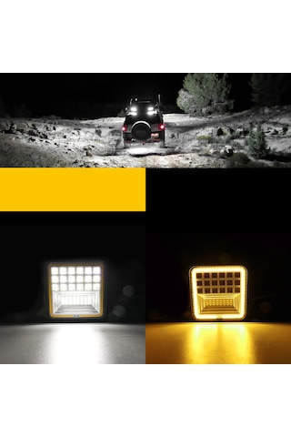 Off Road 12-24 Volt Kare Sis Farı Oto Çalışma Lambası Drl Sarı