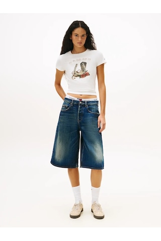 Tommy Hilfiger Tjw Slım Idaho Novel, Ybh Beyaz Kadın T-shirt