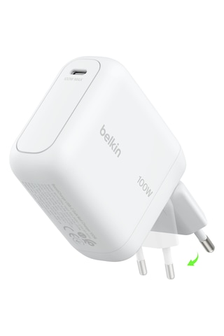 Belkin Boostcharge Usb-c Fiş Tipi Şarj Cihazı 100 W, Gan Kompakt Ve Katlanabilir Macbook Ve İphone İçin Hızlı Şarj, 1,5 M Usb-c Kablo Dahil, Beyaz 1-Beyaz