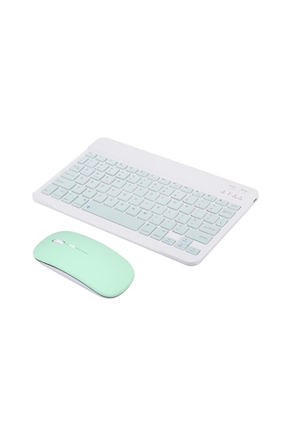 Yunboo 10 İnç Kablosuz Bluetooth Klavye Ve Fare Seti, İnce Tasarım, 78 Tuş, Şarj Edilebilir, 3 Dpı Ayarlı, Çoklu Sistem Uyumlu, Yeşil Diğer