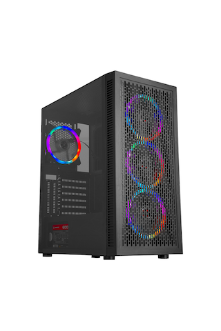 Rampage Platino 600W 80+ Bronze 4 x Rainbow Fanlı Mid Tower Bilgisayar Kasası Siyah Rampage Platino 600W 80+ Bronze 4 x Rainbow Fanlı Mid Tower Bilgisayar Kasası Siyah