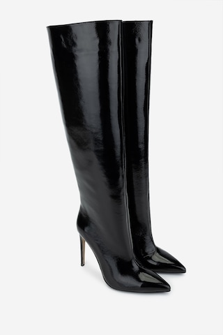 Valmenti Kadın Hakiki Deri Siyah Rugan Topuklu Çizme 820 396 Bn Czm Sk24-25 Syh Krsk Rgn Siyah Rugan