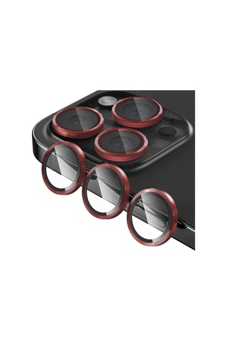 Buff Apple Uyumlu iPhone 15 Pro Max / 15 Pro Kamera Metal Lens Koruyucu Bordo