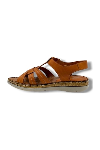 Ellanor S-050-26 Hakiki Deri Anatomik Taban Kadın Sandalet Taba
