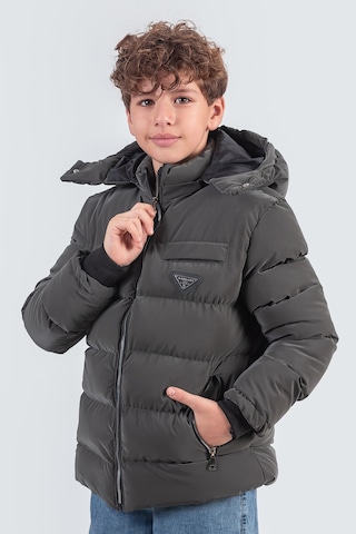 Pina Kids Nova Kumaş Kapüşonlu Erkek Çocuk Kışlık Mont Km2509 Füme