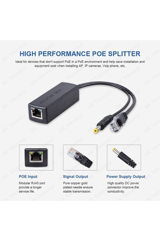 IP Kameralar için Aktif POE Splitter Adaptörü IEEE 802.3af/at Uyu