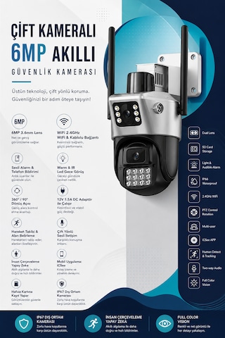 Wifi 2 Kameralı Güvenlik Kamerası