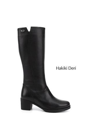 Gönderir Kadın Siyah Floter Fermuarlı Kalın Topuklu Hakiki Deri Çizme Gkzc13446529 Siyah