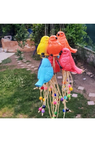 Dafniart 4 Lü Boncuklu Kuşlar Balkon Bahçe Duvar Dekoru