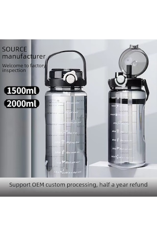 Mufunye 1500ml Fıstık Kırmızısı Şeffaf Spor Su Böceği - Dış Mekan, Egzersiz İçin Dayanıklı, Isıya Dayanıklı, Pipetli Büyük Kapasiteli Su Kabı Toptan Satış Kırmızı