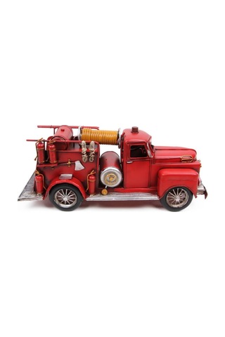 Dekoratif Retro Vintage Metal İtfaiye Arabası 41cm