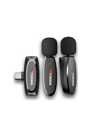 Torima Wm-01 Type-c Uyumlu 360 Ses Algılama Özelikli Kablosuz Yaka Mikrofonu Siyah