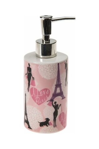 Sıa Seramik Sıvı Sabunluk Kızlı Paris Desenli 7x7x18cm 320ml