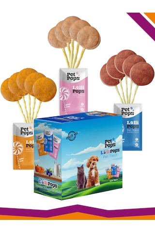 Petpops Lollipops Karışık Mix Lezzet Paketi 15'li Kedi Köpek Ödül Lolipopu