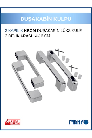 Krom Duşakabin Kulp 14-16 Cm Ayarlı Krom Parlak