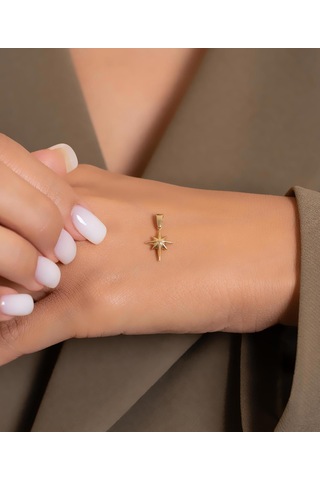 Bayar Gold 14 Ayar Altın Kuzey Yıldızı Kolye Ucu Sarı Altın